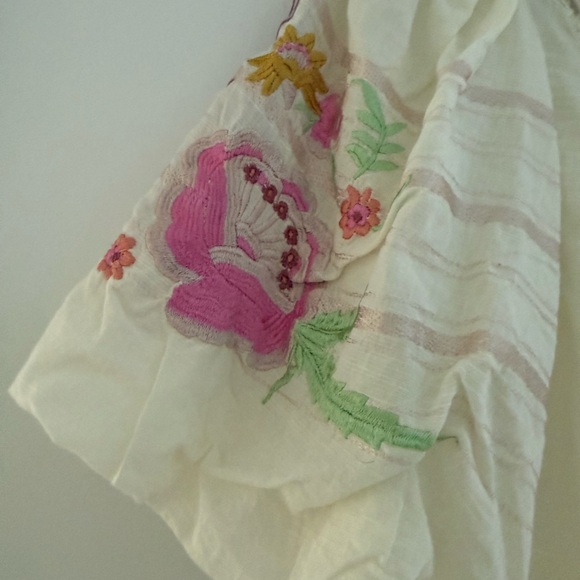 Free People Cream Crochet Yoke Embroidered Flutter Top - Picture 4 of 4